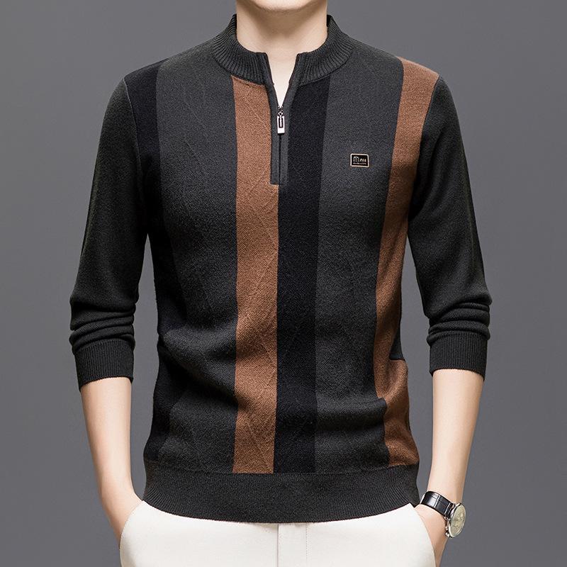 

Men s High-End Wool Sweater: Fashionable Thickened Long-Sleeved Stand Collar Zipper Knit Shirt XL армія зелений колір