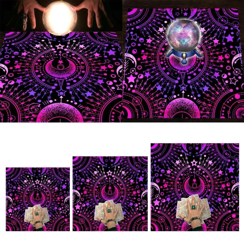 Tarots Card Tablecloth Altars Cloth Mysterious Moon Astrologys Tablecloth Table Mat Square Divinations Tapestry