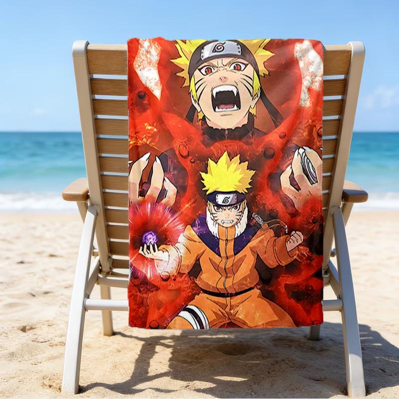 1pc NARUTO (4) Beach Towel, Beach and Seaside Swimming Pool Equipment, Fashion Pattern, Rectangular, Travel Essentials
