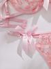 European & American Floral Embroidery Lingerie Set: Mesh Push-Up Bra & See-Through Panties