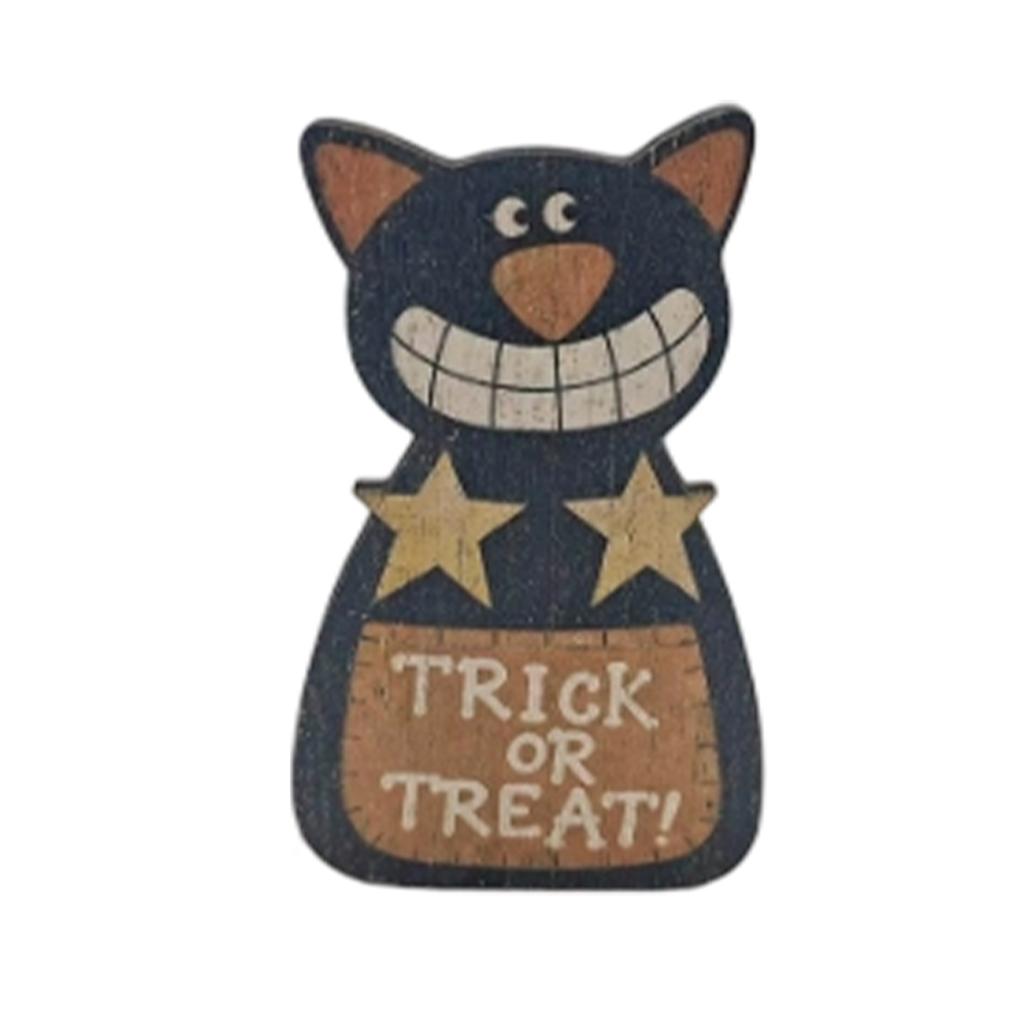 Vintage 2D Distressed Halloween Wooden Tabletop Decor Retro Decoration for Shelf Mantel