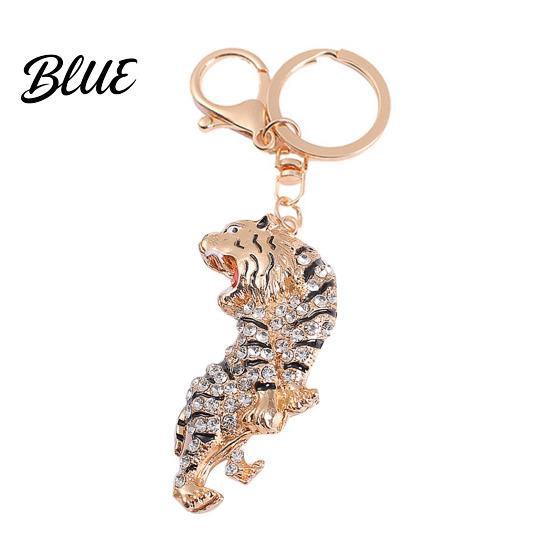 Multi-functional Keychain Pendant Sparkling Rhinestones Zodiac Tiger Shape Charm Key