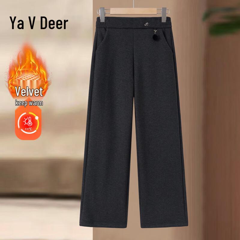 Yalu Women s Plus Velvet High-Waist Winter Straight-Leg Pants 4XL