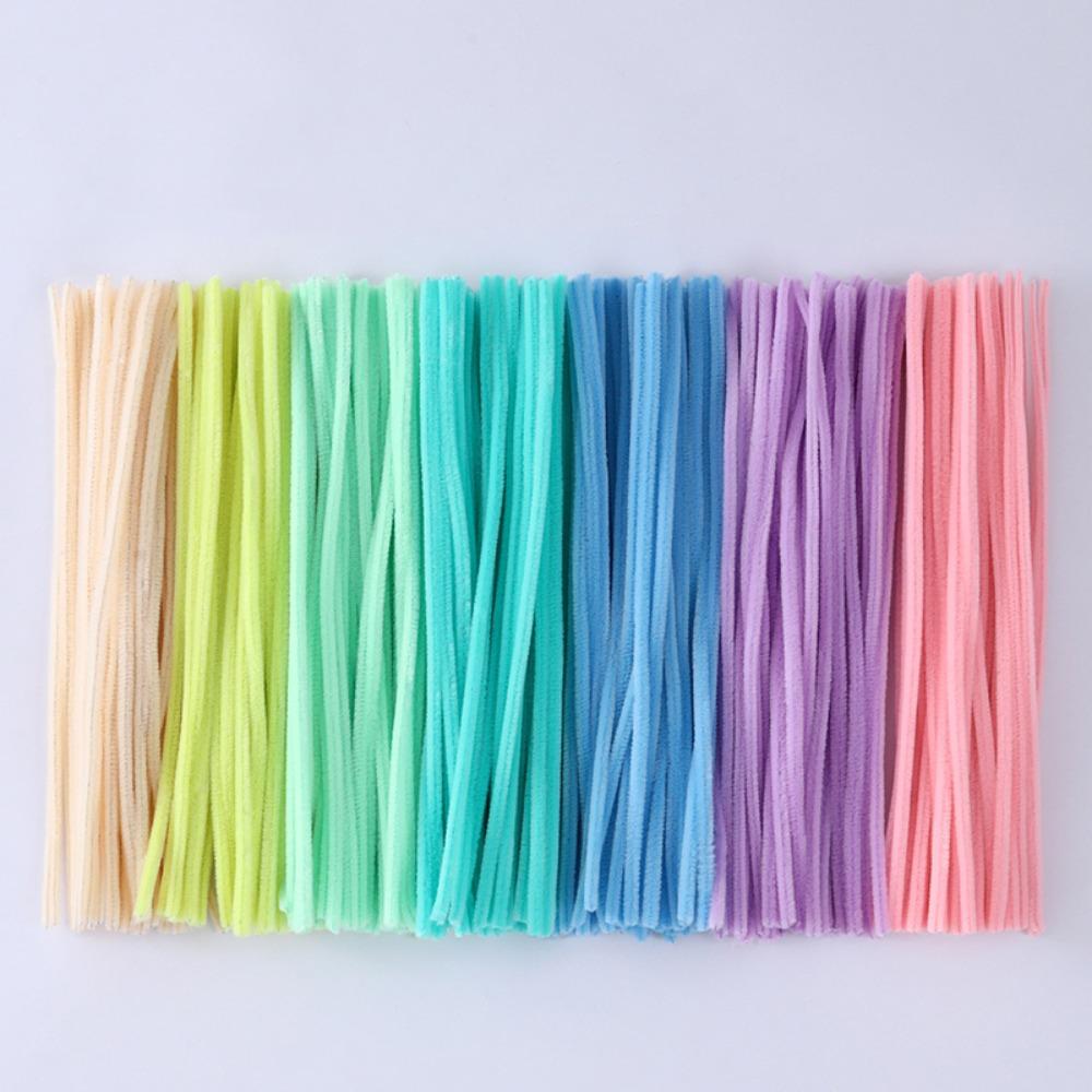 100pcs Plush Tinsel Stem DIY Strips Twist Bar Educational Toys Plush Wired Twist Sticks  Handcraft