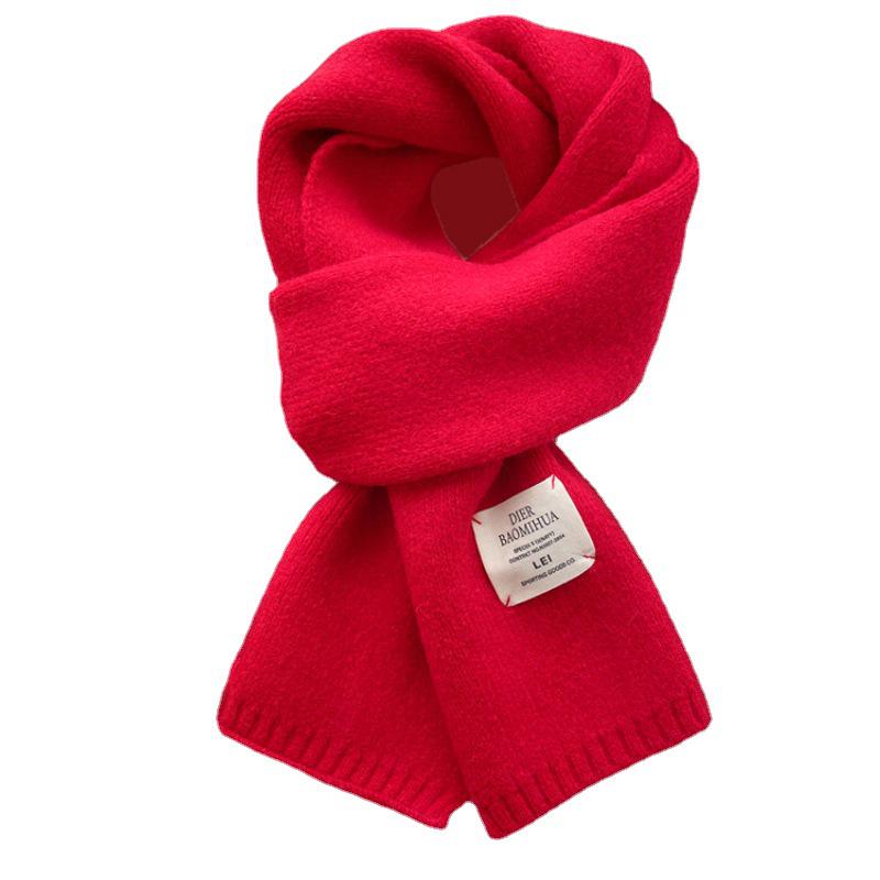 Unisex Korean Style Christmas Red Faux Cashmere Knitted Scarf & Neck Warmer