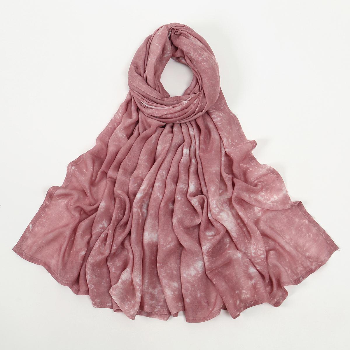 

Muslim Women Hijabs Ramadan Scarves Tie Dye Jersey Hijab Scarf Woman Printed Cotton Islamic Big Size Turban Stretchy Headscarf 180-85CM