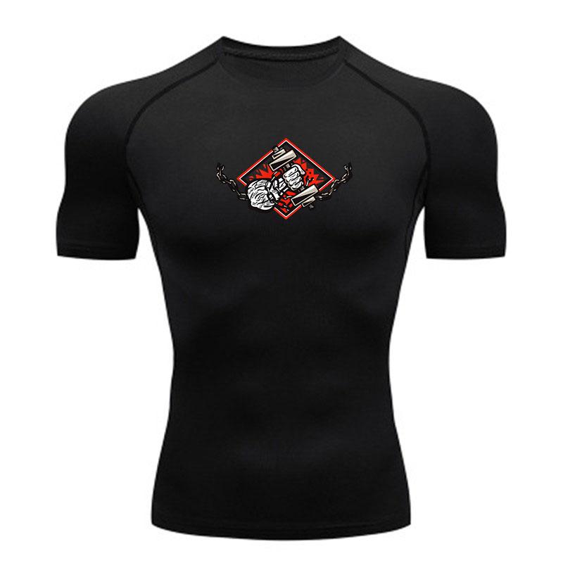 Men's Compression Workout T-Shirt, Fist Breaking Chains Prin
