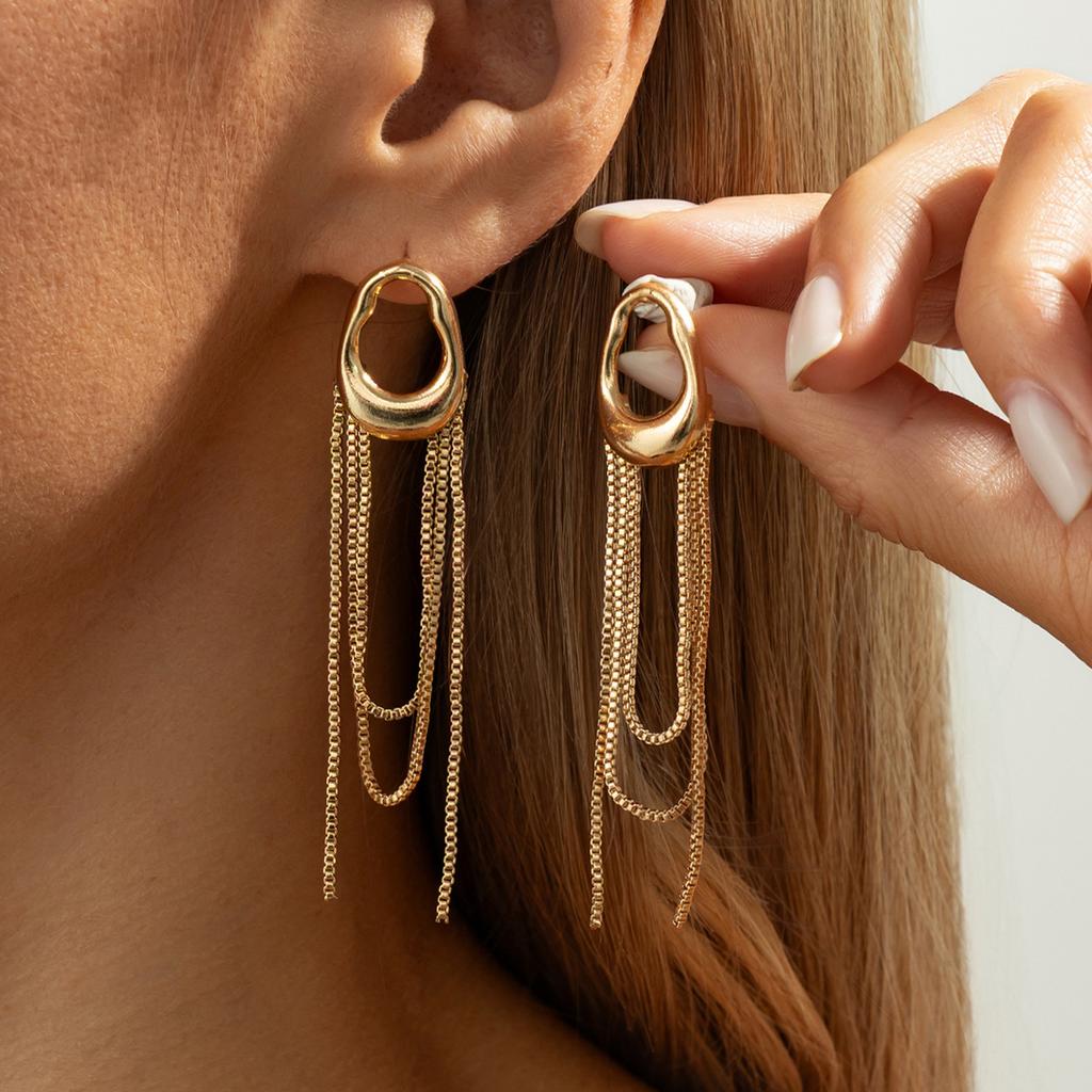 Temperament Imitation Pearl Long Fringed Ear Bone Clip, Wind Metal Chain C-Shaped Ear Buckle Without Ear Holes