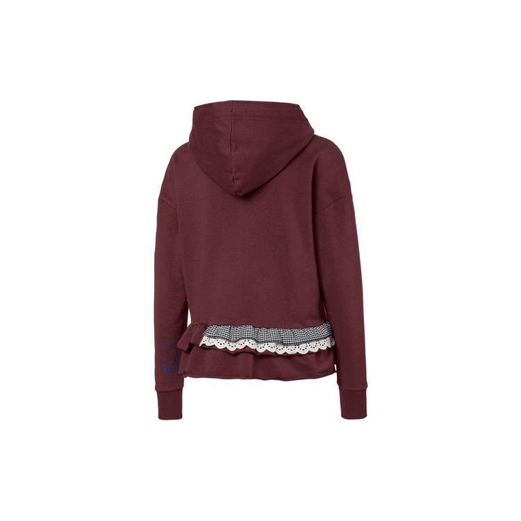 Puma X Tyakasha Logo Hem Lace Hoodie Women Tops Burgundy 595556-26