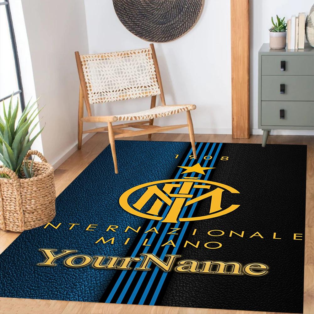 Inter Milan Personalized Name Carpet Perfect for Entryway Study room Foyer Hallway Antislip Carpet Anime Office Decor Perfect Gift for Friends & Famil