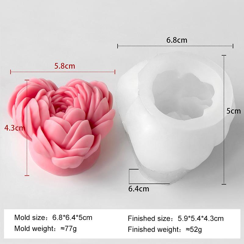 DIY Peony Flower Silicone Mold Handmade Aroma Candle Plaster Resin Molds Paeonia lactiflora Pall Soap Candle Making Supplies