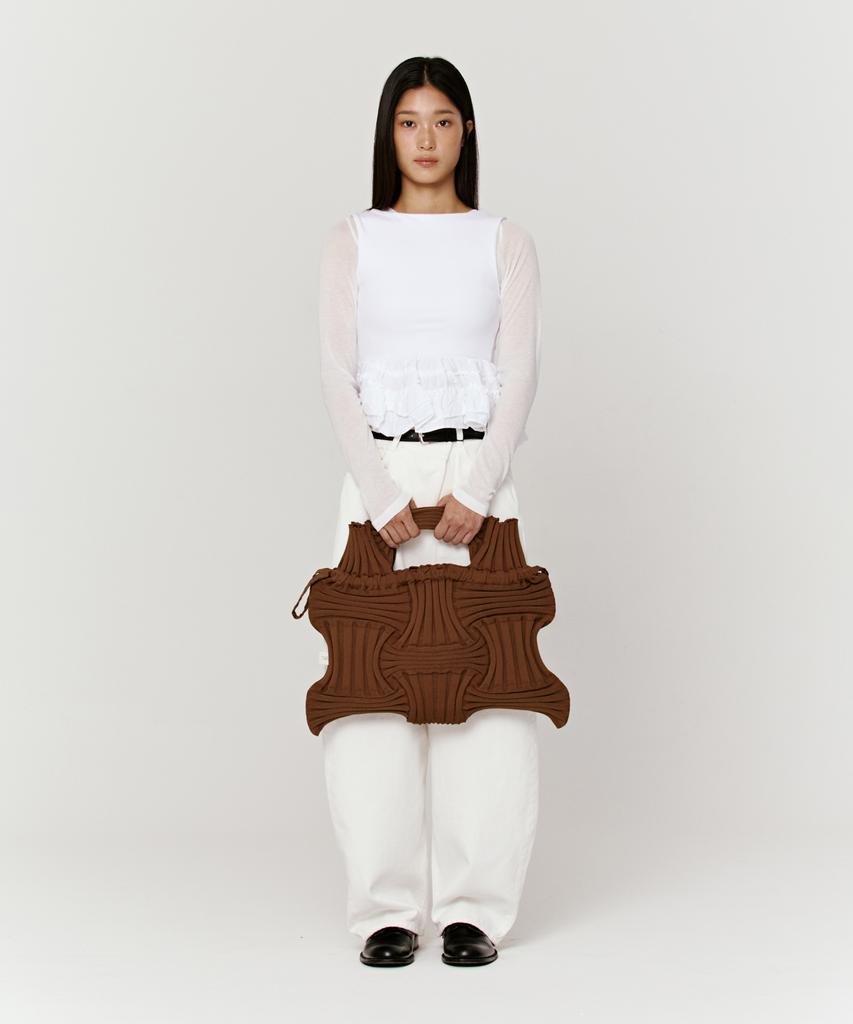 Pleatsmama Big Bow Bag Camel