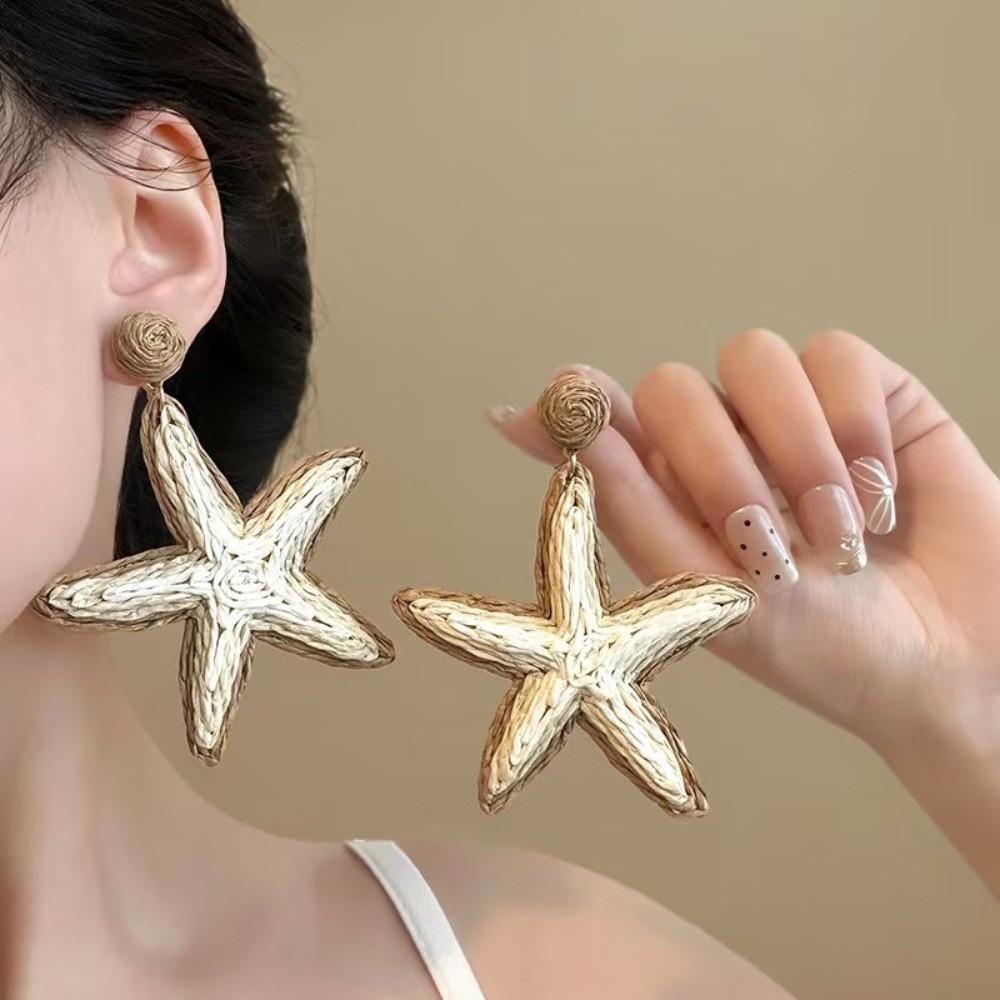 Bohemian Starfish Stud Earrings Exaggerated Star Pendant Earrings Starfish Beach Earring Women