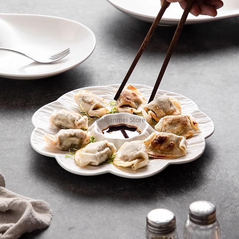 Kinesisk Keramisk Jiaozi-tallrik Restaurang Sashimi Sushi-tallrik Hotellkök Kreativ Bordsdukning Matprydnader Desserttallrik