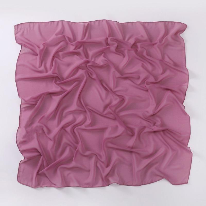 Versatile Solid Chiffon Scarf 90cm Square Headscarf For Women