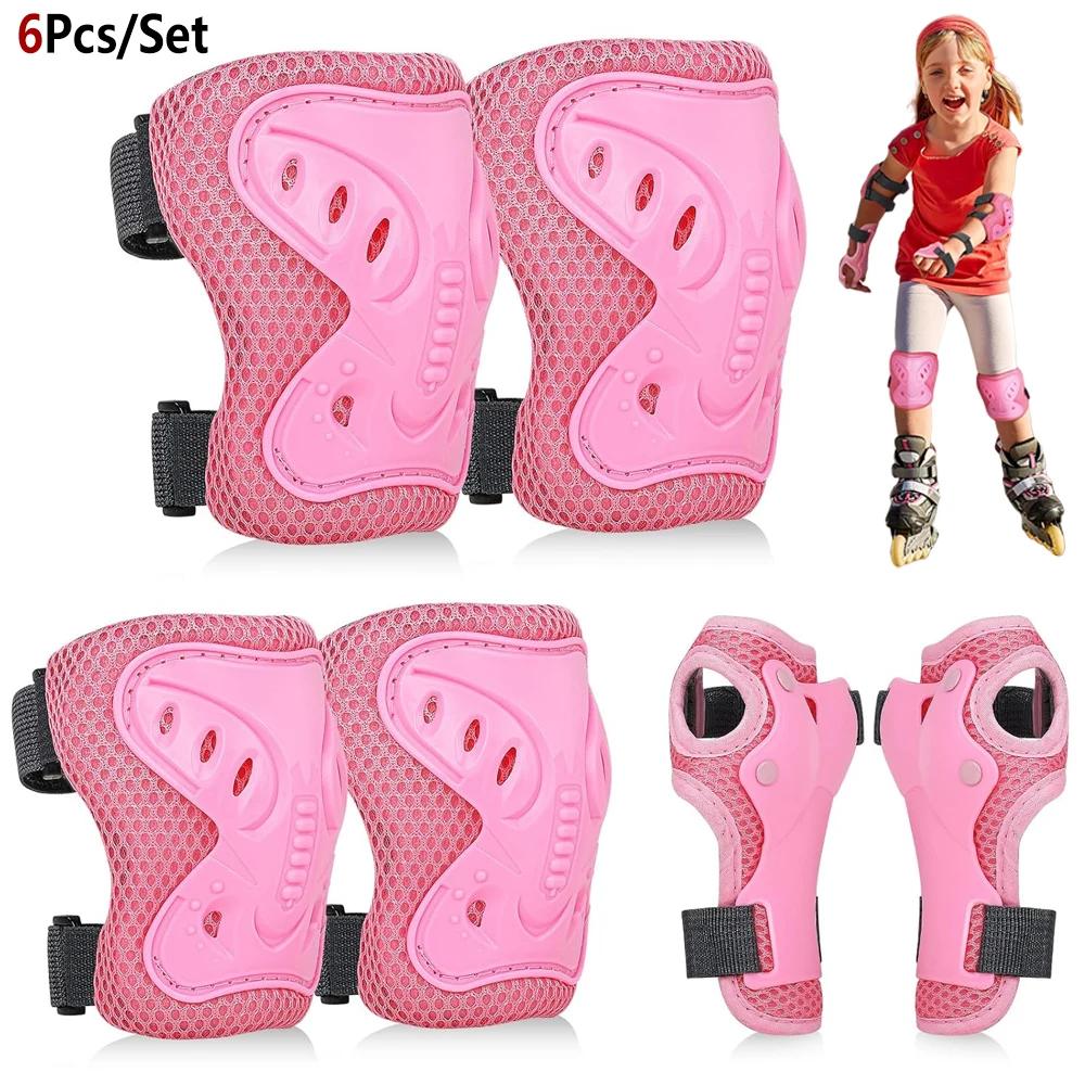 6Pcs Kids Knee Elbow Pads Protective Gear For 3-10 Years Roller Skates Cycling Bike Skateboard Scooter Sports