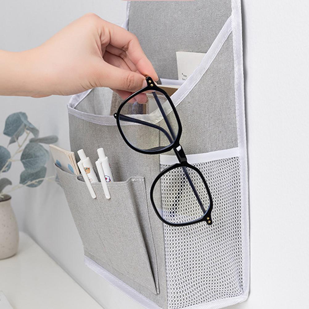 Wall Mounted Storage Bag Fabric Hanging Storage Bag for Dormitory Wall Door Bags Dual-Pocket Side Mesh Organizer Holder
