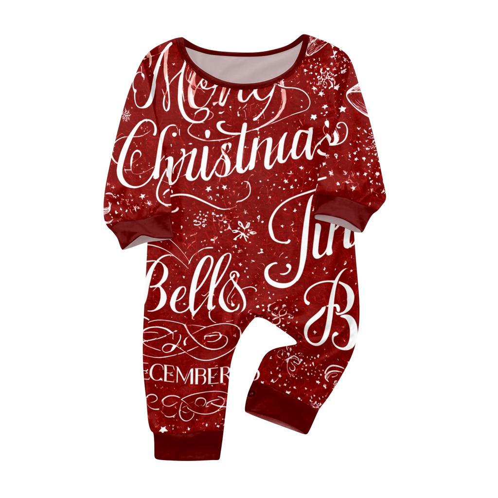 Christmas Print Long Sleeve and Pants Family Matching Loungewear Set for Adults and Kids