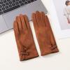 Soft Pu Leather Gloves Bownot Women Cycling Mittens Gift Winter Bow Suede Gloves  Winter