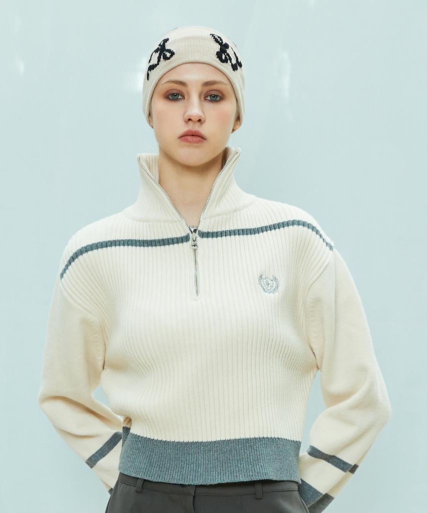 LARTIGENT L9 Half Zip-Up Knit(Ivory)