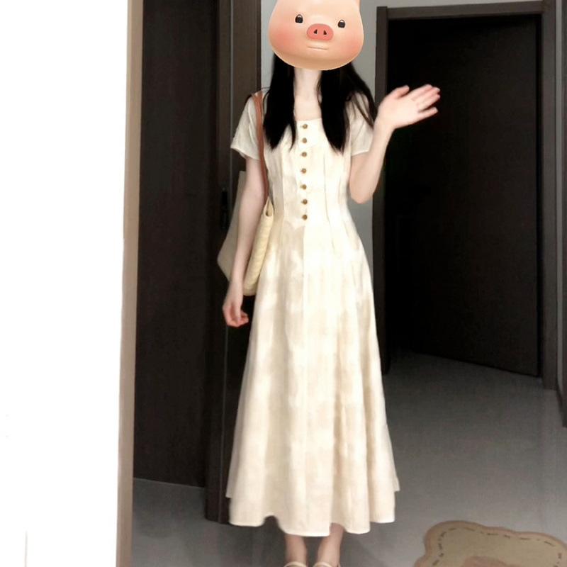 Summer waist pinch dress women's new atmosphere wear long dress
