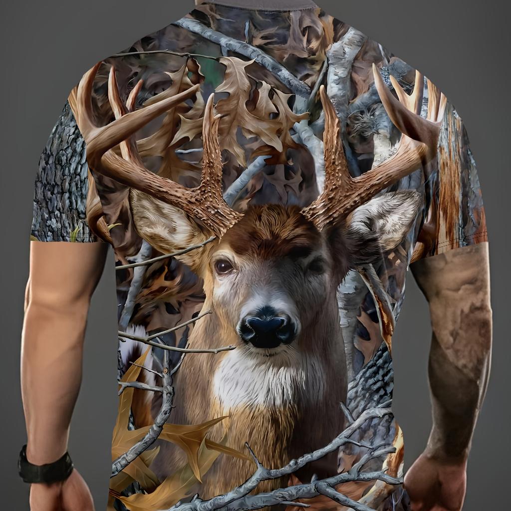 Animal Elk 3D Printed Men's T-shirt Harajuku Fashion Short Sleeve Summer Street Wear Top Universal Breathable Top And T-shirt Men's Casual Sportswear