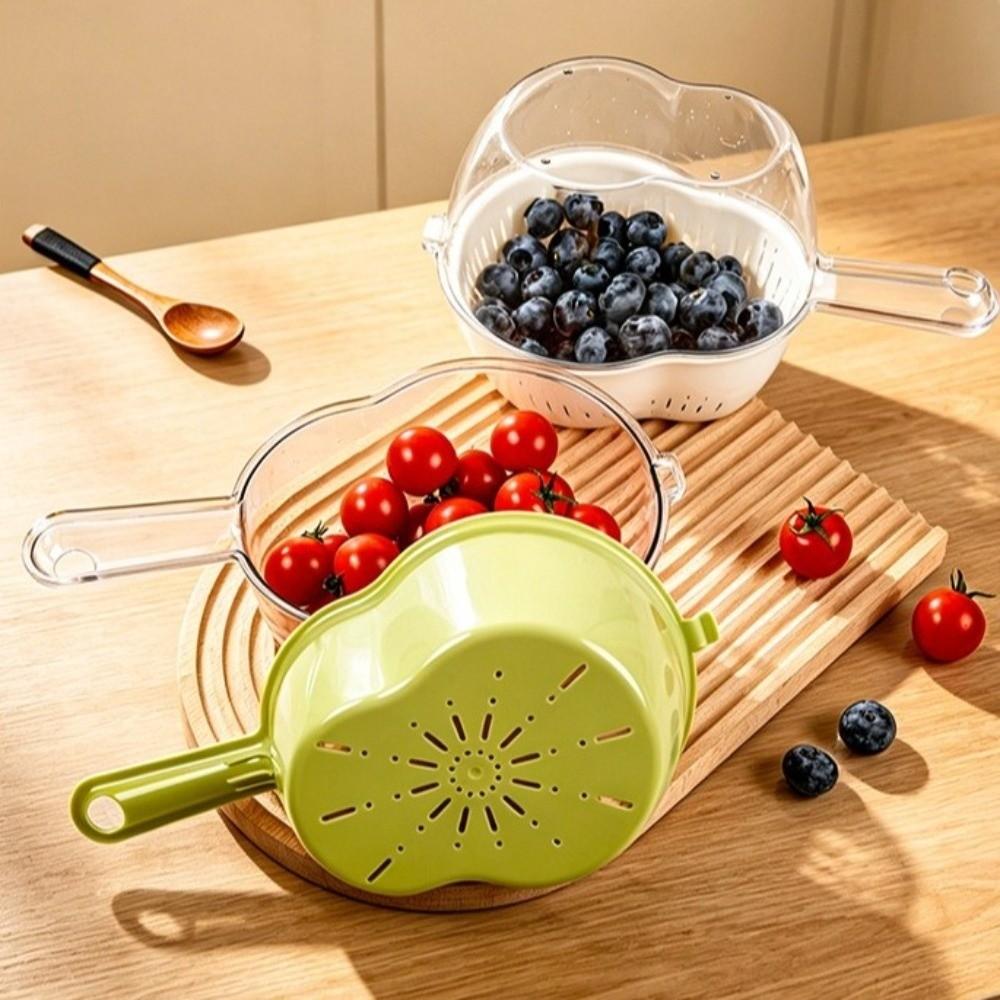 Gourd-shaped Fruit Washing Basket with Handle Draining Basket Vegetable Fruit Strainer Salad Prep