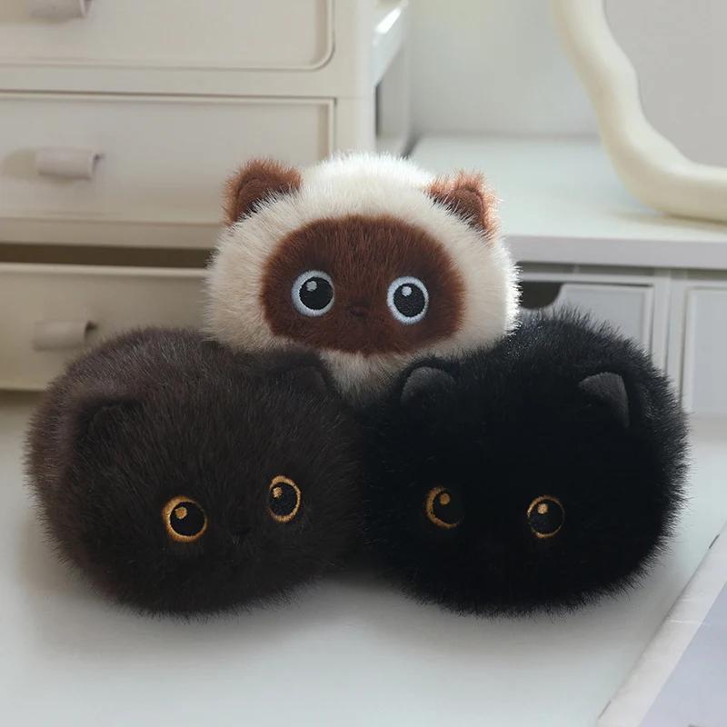 20cm Süßes Dreifarben-Katzen-Stofftier Weiches Flauschiges Mini Rundes Kuscheltier Kätzchen Puppe Geburtstagsgeschenk für Mädchen