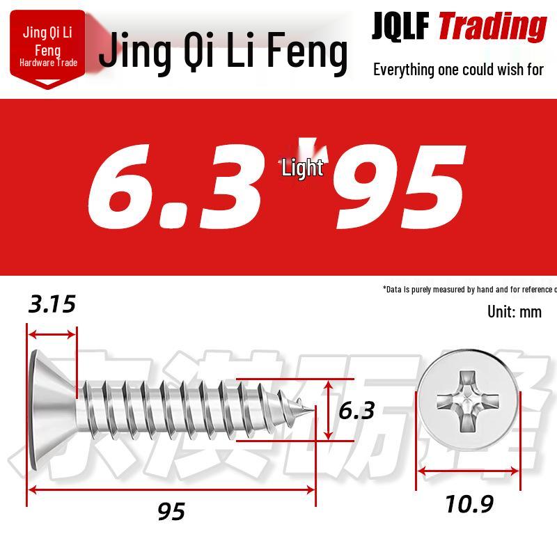 304 Stainless Steel Countersunk Self-Tapping Screw for Furniture & Outdoor Construction (GB/T 846)