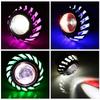 Motorcycle LED Headlight Projector Squid Ring Qiilu LED Projector Lens Dual Halo Angel Devil Eye Spot Light Motorcycle Headlight (Blue)