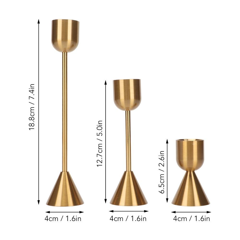 3pcs Different Heights Candlestick Holders Gold Metal Candle Holders Wedding Centerpiece