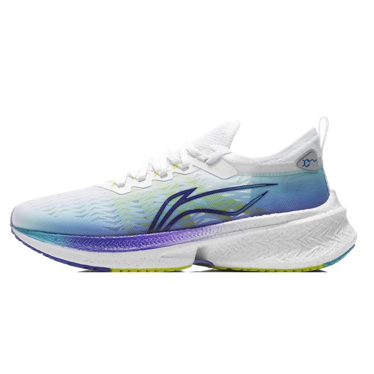 

New LINING Feidian Discovery Running Shoes Men Low Top White/Neon Blue Purple/Green ARMR005-3 40