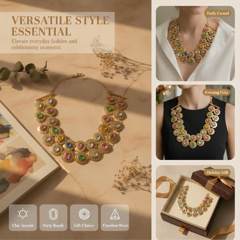 Vintage Colored Circular Geometric Exaggerated Personalized Necklace