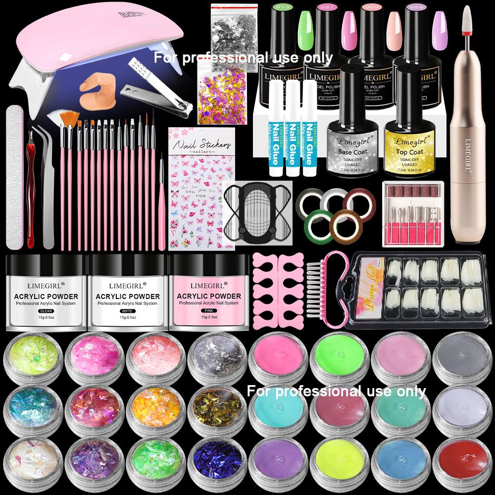 Acrylic Nail Powder Kit Full Set Optional Nail Drill Tools Professional Manicure Set Fast Curing Nail Art Extension