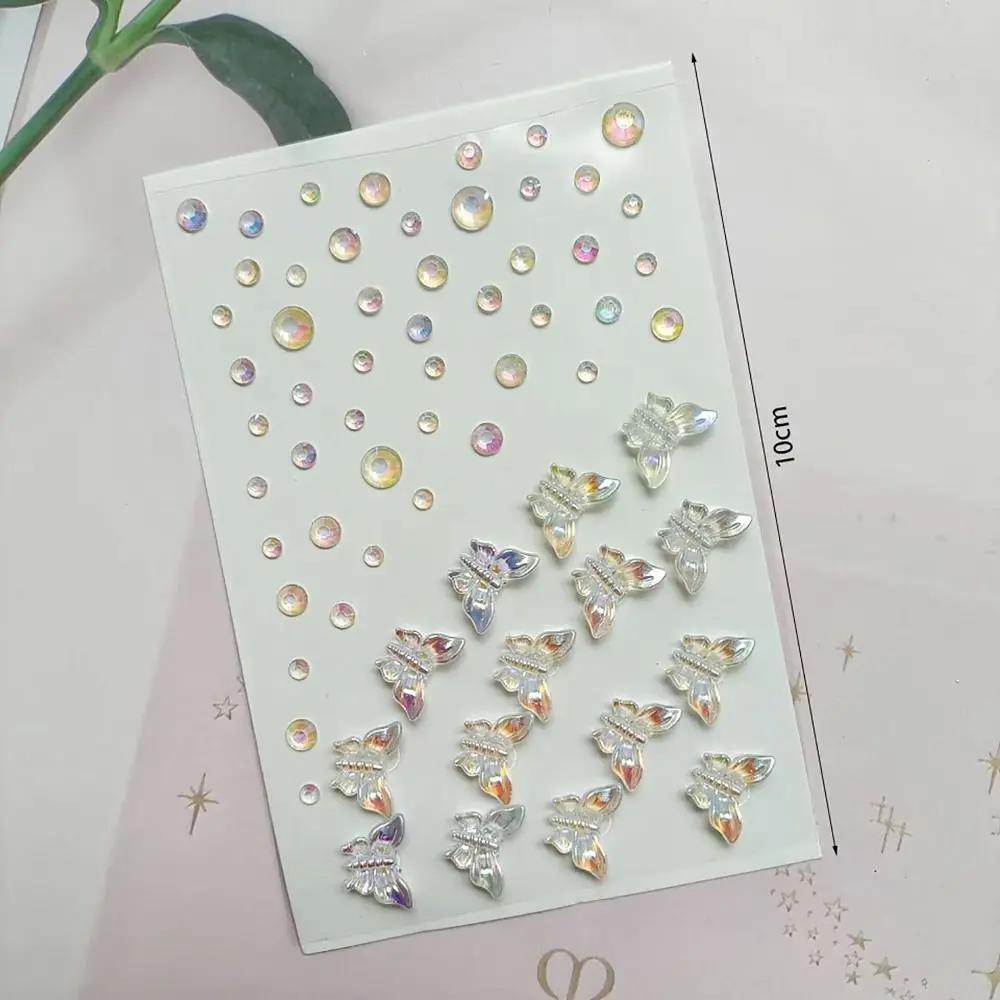 Shinny Face Decoration Face Jewelry Sticker Flowers Stars Hearts Adhesive Gemstone Sticker Body Makeup Eye Shadow Sticker Kids