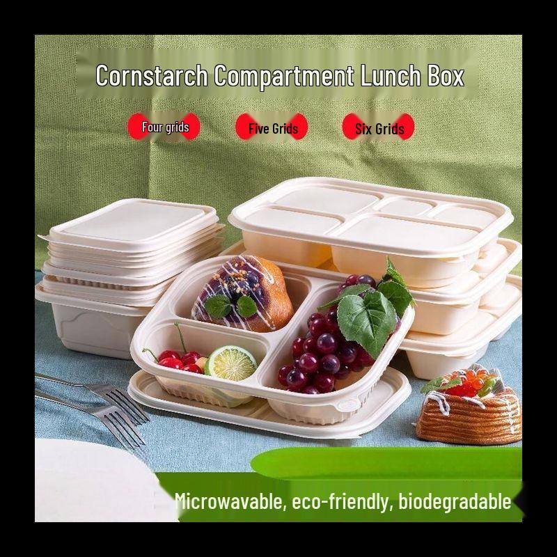 Eco-Friendly 4-Compartment Corn Starch Food Container