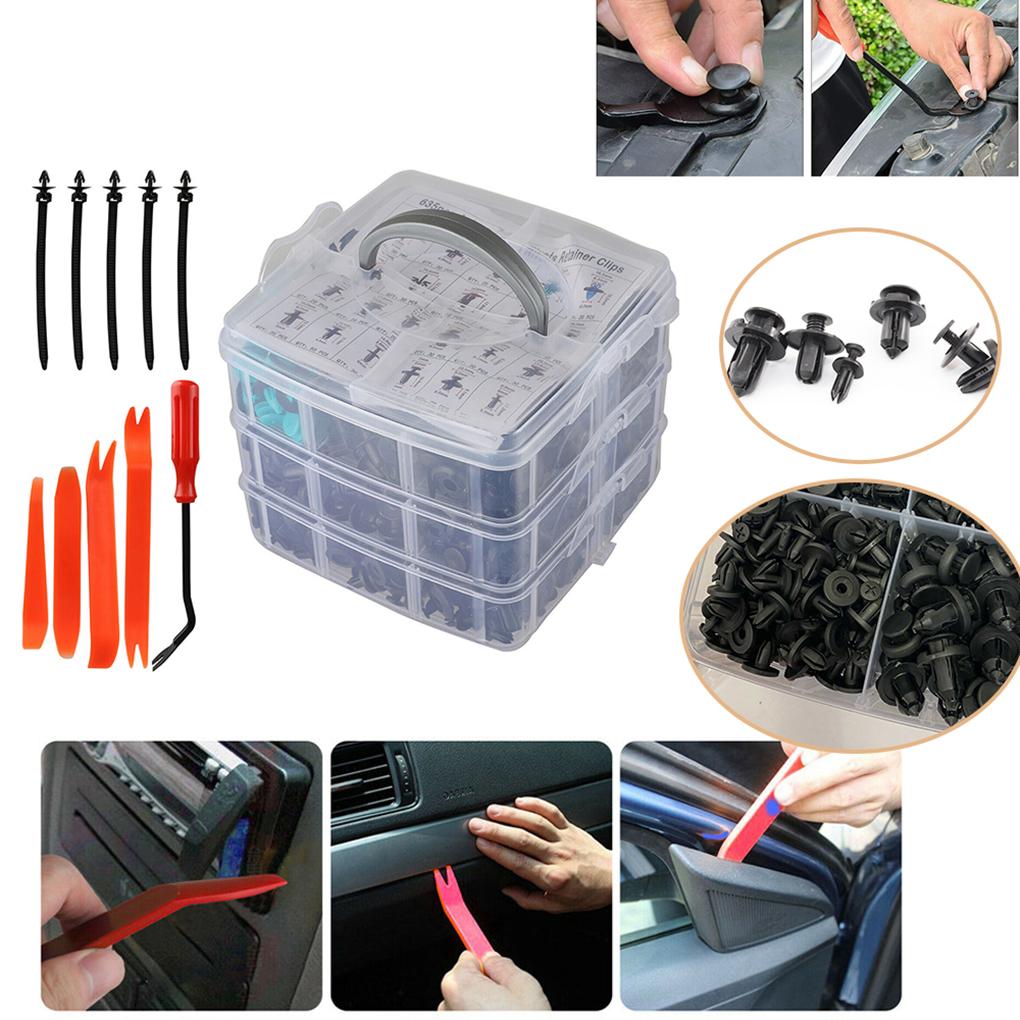 Pack of 635 Car Retainer Clips Fasteners Automotive Rivets Screwdriver Repair Kit Parts for Fender Door Trim Panel