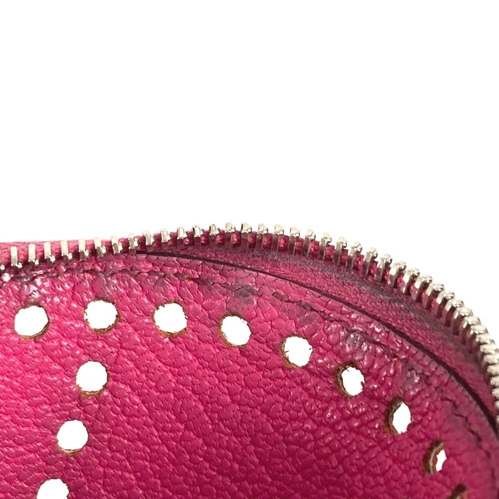 HERMES Evelyne logo Wallet Coin Compartment Zip Around coin purse Chevre pink