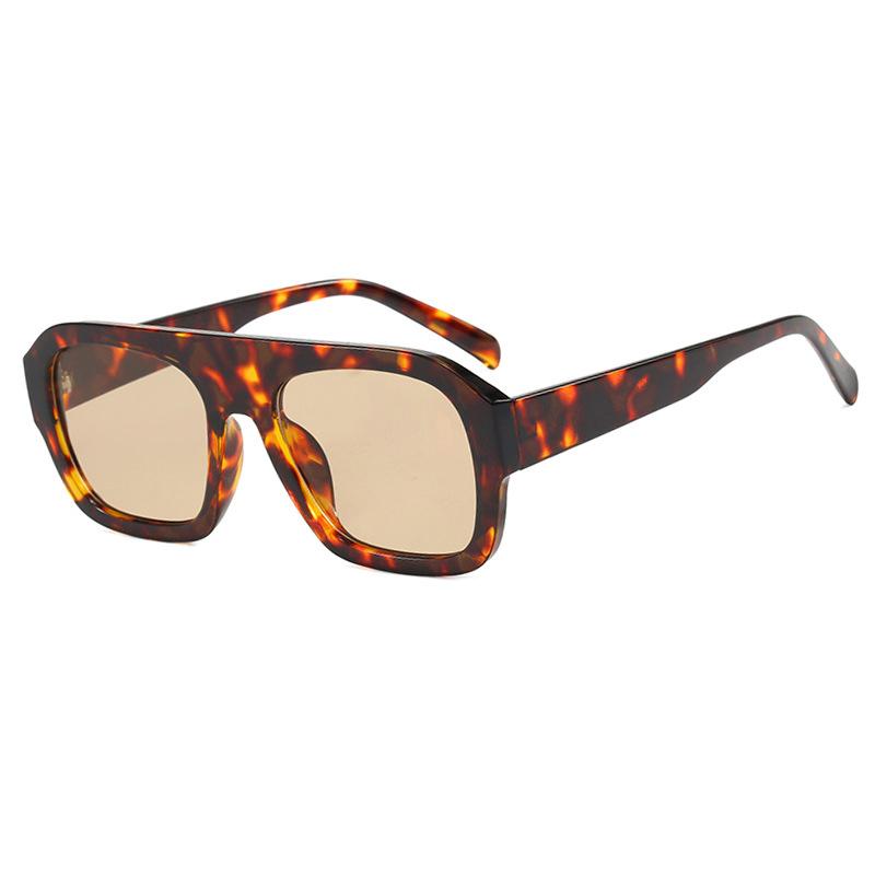 Luxury Square Sunglasses For Women New Vintage Thick Frame Leopard Orange Sun Glasses Female Fashion Polygon Flat Top Eyewear