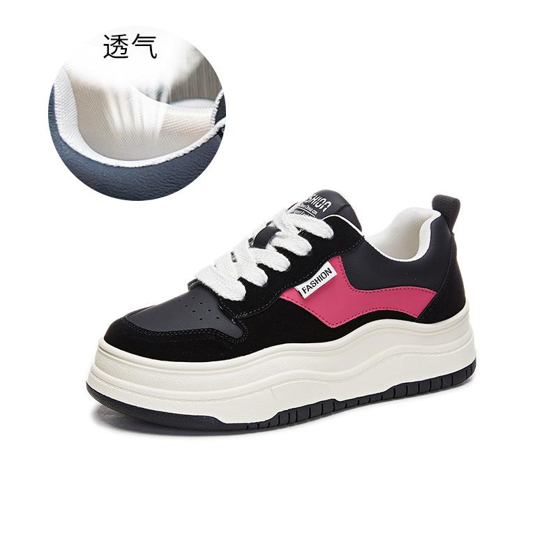 

Leather little white shoes women s 2024 autumn new color matching versatile board shoes women s platform versatile casual shoes wave women s shoes 35