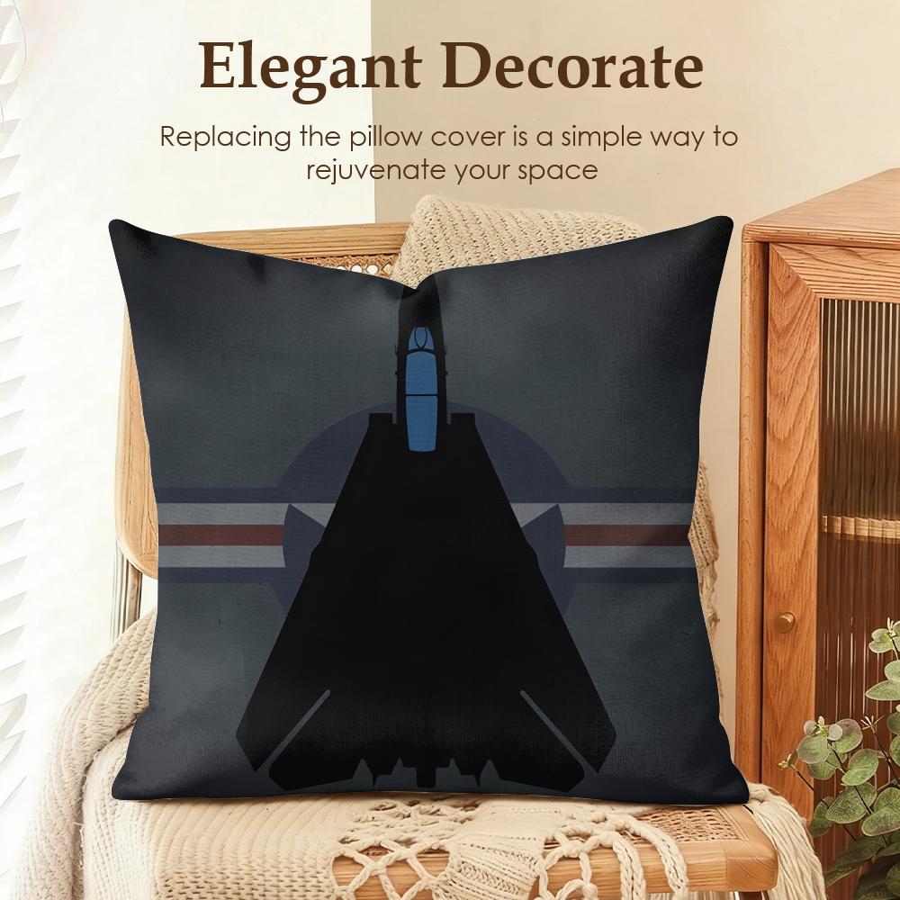 Fighter Jet Enthusiast Cool Cushion Cover Natural Linen Organic Fabric DoubleSided Printing Sofa Home Decor Gift Pillow Case