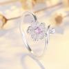 Qiaolanxuan Korean Fashion Fresh Cherry Blossom Japanese And Korean Jewelry Ppen Diamond Ring Simple Creative Ring
