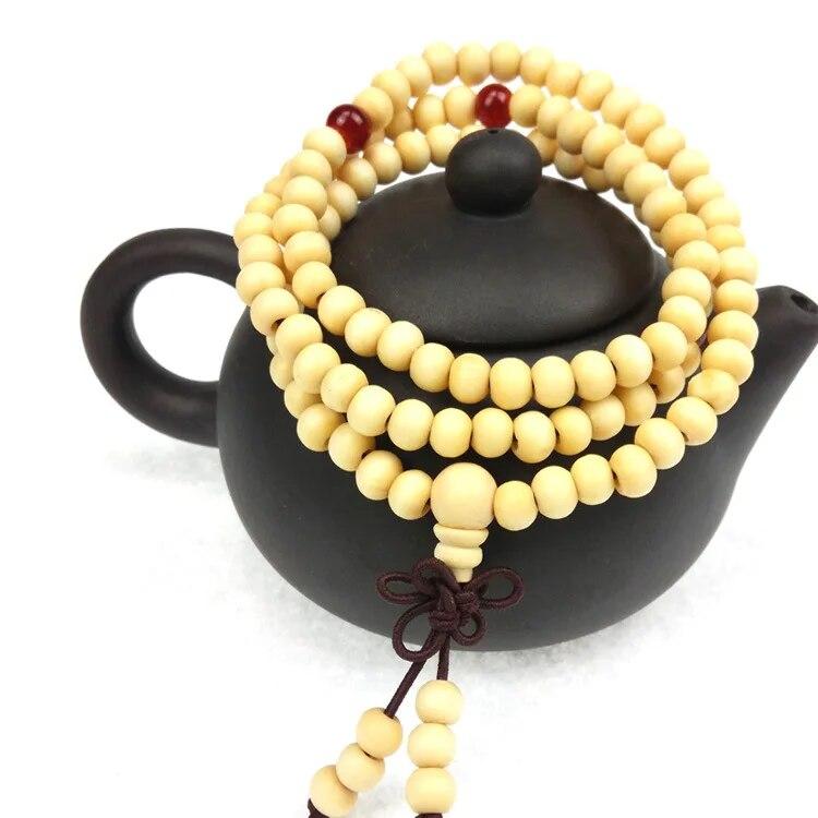 6mm Natural Sandalwood Buddhist Buddha Meditation 108 Beads Wood Prayer Bead Mala Bracelet Women Men Jewelry