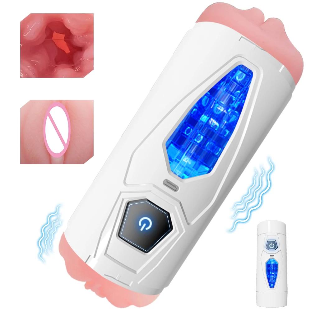 2 IN 1 Automatic Double Headed Masturbators Cup Male Vaginas Vacuum Pocket Pussy Training Extension Sex Machine For Adult Men