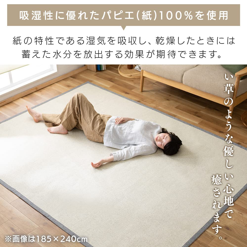 IRIS OHYAMA Teppich mit attraktiver Binsenstruktur 185 x 185 cm Beige x Khaki Aus Papier mit hoher Feuchtigkeitsaufnahme. Kann zusammengeklappt und verstaut werden, wenn nicht