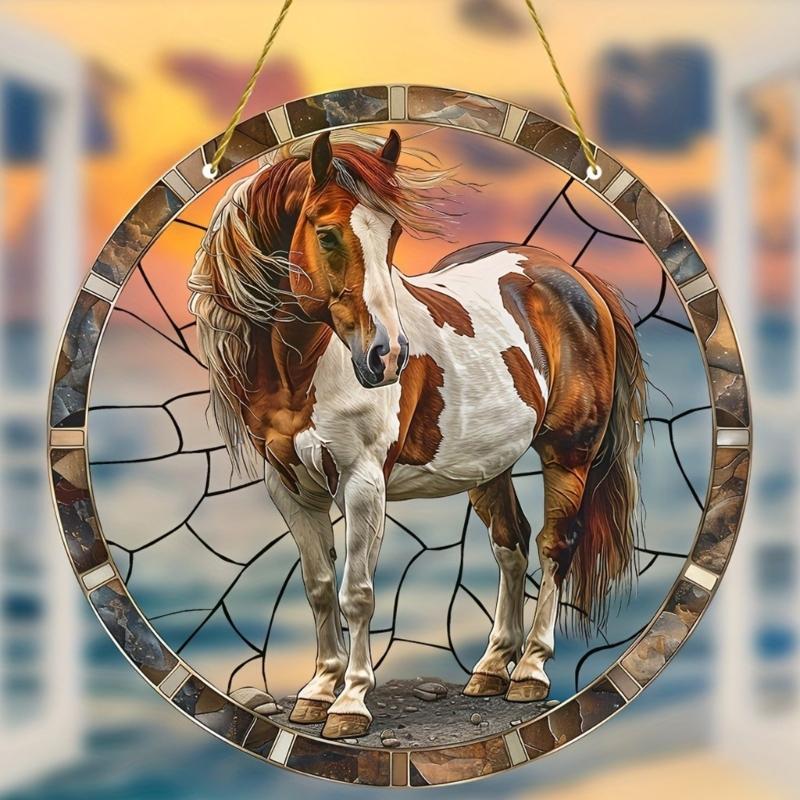 Lightweight Acrylic Wall Hanging Horse Ornament For Patios And Indoor Use Creates Beautiful Lighs Effects 20cm Diameter