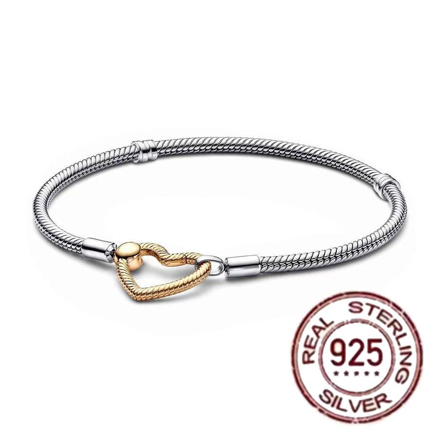 Best-selling 925 Sterling Silver Heart-shaped Crown Snake Bone Chain, Perfect for the Original DlY Bracelet! Ladies' Birthday Fa