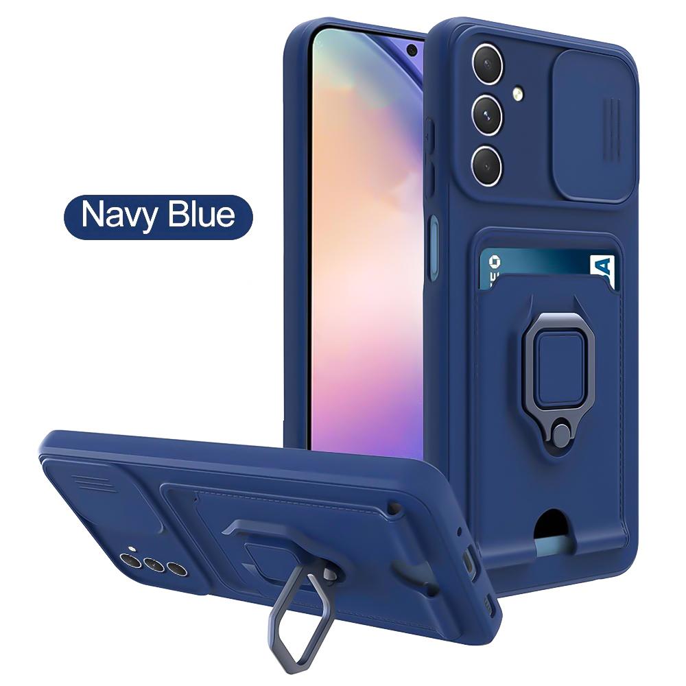 

Роскошный чехол с окном для камеры для Samsung Galaxy A55 A35 A15 A25 A54 A34 A14 A53 A13 A73 A52 A12 Магнитный чехол для телефона с слотом для карт A13 4G темно-синий