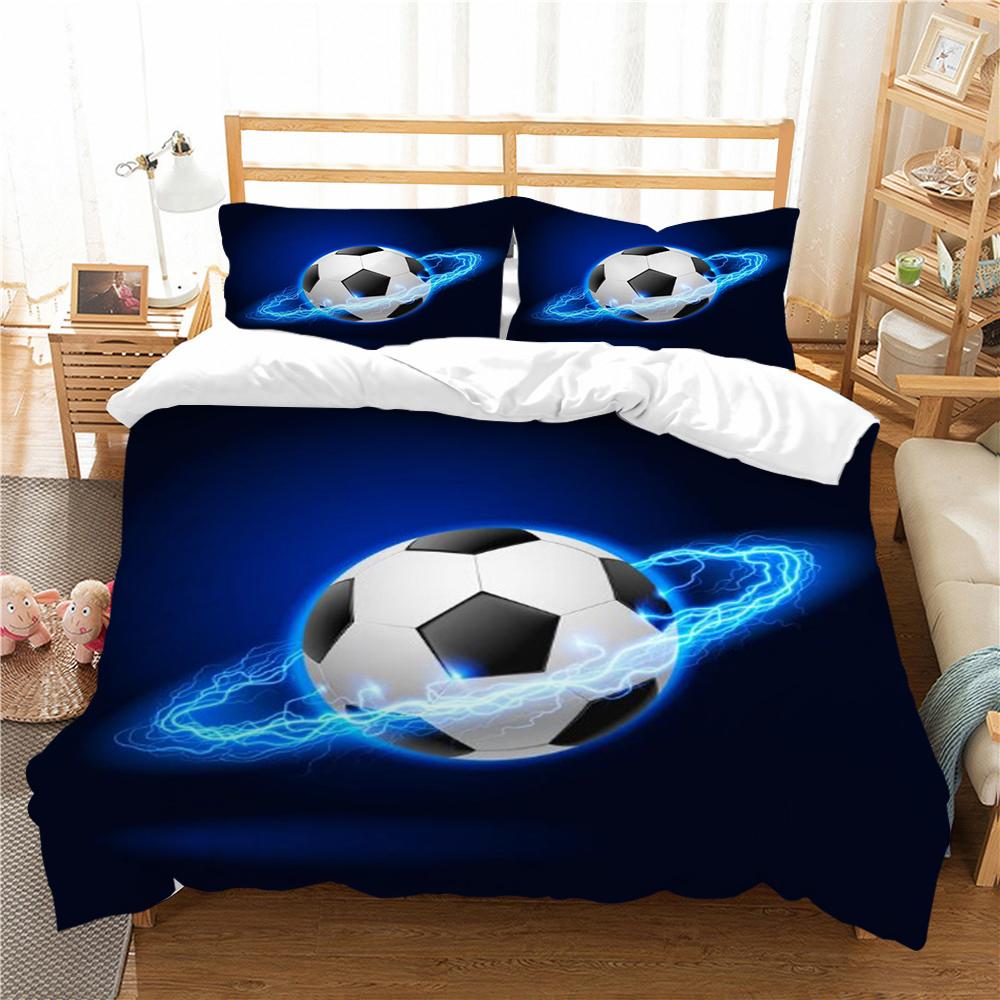 Home Bed Clothes 2/3 Psc 3D Football Bedding Cover Suit Modern Fashionable Duvet Cover Set Home Textiles