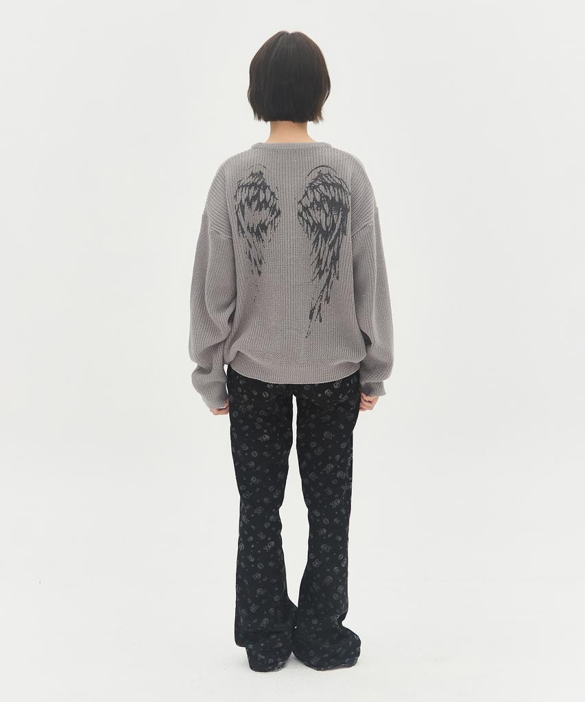 VIDEO JOCKEY Wing Knit Sweater [Charcoal]